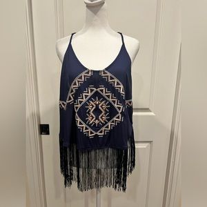 Lot of 2 Boho Fringe Camis Haute Society and American Eagle Size XS